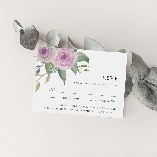 RSVP-kaart voor Violet & Sage Meal Choice RSVP Kaartje