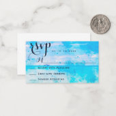 RSVP-kaart voor waterverf-strandbruiloft Notitiekaartje (Voorkant / Achterkant in situ)