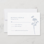 RSVP-kaart voor wilde bloemen Periwinkle Weddensch RSVP Kaartje (Voorkant)