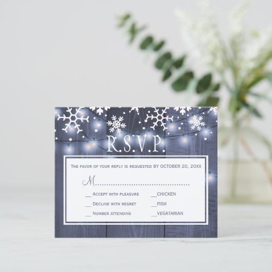 Rsvp-kaart voor winterbruiloft (Staand voorkant)