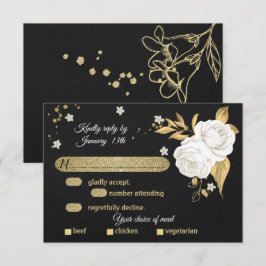 RSVP-kaart voor witte goudflorzwarte maaltijd RSVP Kaartje