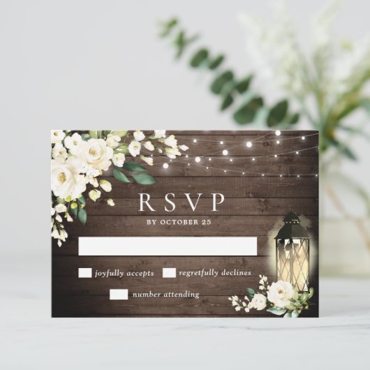RSVP-kaart voor witte rozen RSVP Kaartje (Staand voorkant)
