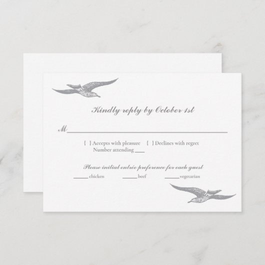 RSVP-kaart voor zeeen voor kustbruiloft RSVP Kaartje (Voorkant / Achterkant)