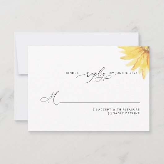 RSVP-kaart voor zonnebloembruiloft RSVP Kaartje (Voorkant)
