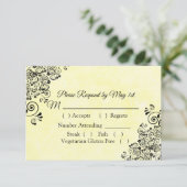 RSVP-kaart voor zwart en geel huwelijk RSVP Kaartje (Staand voorkant)