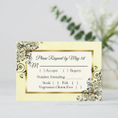 RSVP-kaart voor zwart en geel huwelijk RSVP Kaartje (Staand voorkant)