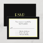 RSVP-kaart voor zwart, wit en geel huwelijk RSVP Kaartje (Voorkant / Achterkant)