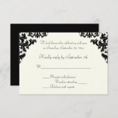 RSVP-kaart voor zwart-wit en ivoor Kaart (Voorkant / Achterkant)