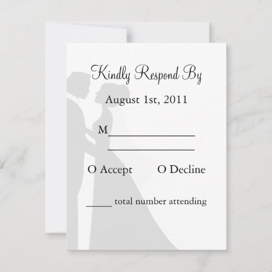 RSVP-kaart voor zwarte en cranberry Wedding Couple RSVP Kaartje (Achterkant)