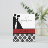 RSVP-kaart voor zwarte en rode bruiloft RSVP Kaartje (Staand voorkant)