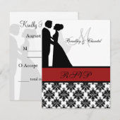 RSVP-kaart voor zwarte en rode bruiloft RSVP Kaartje (Voorkant / Achterkant)