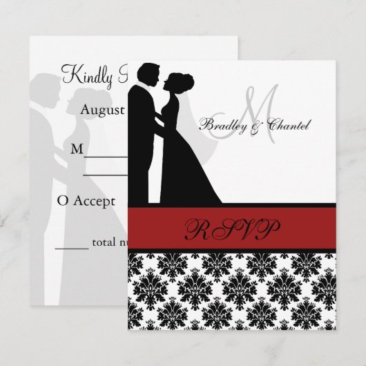 RSVP-kaart voor zwarte en rode bruiloft RSVP Kaartje (Voorkant / Achterkant)