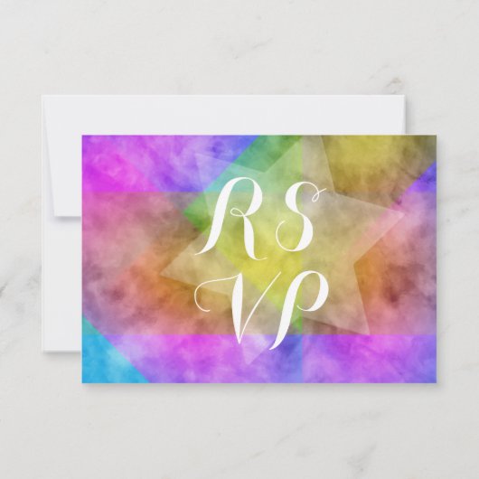 RSVP-kaart Waterverf Levendige kleurrijke ster RSVP Kaartje (Achterkant)