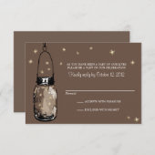 RSVP-kaart Whimsy Fireflies en Mason Jar RSVP Kaartje (Voorkant / Achterkant)