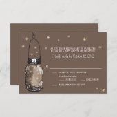 RSVP-kaart Whimsy Fireflies en Mason Jar RSVP Kaartje (Voorkant / Achterkant)