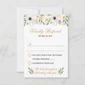 RSVP-Kaart (White and Gold Floral Wedding) Kaart (Voorkant)