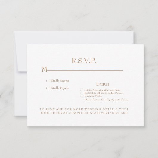 RSVP-kaart (White & Gold Monogram Weddenschap) RSVP Kaartje (Voorkant)