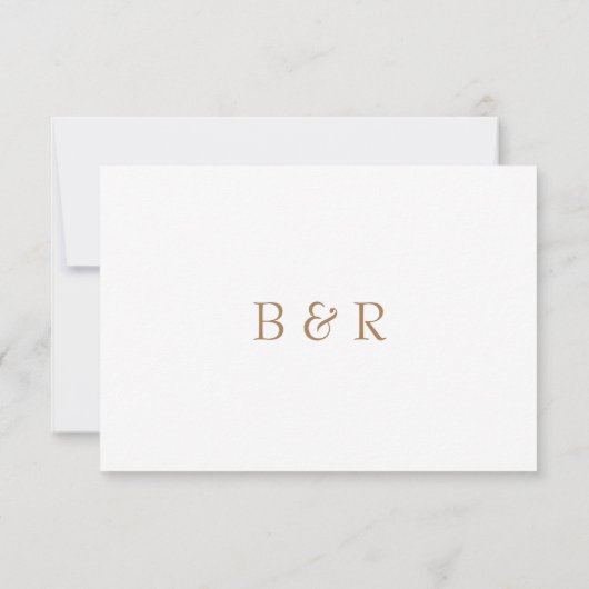RSVP-kaart (White & Gold Monogram Weddenschap) RSVP Kaartje (Achterkant)