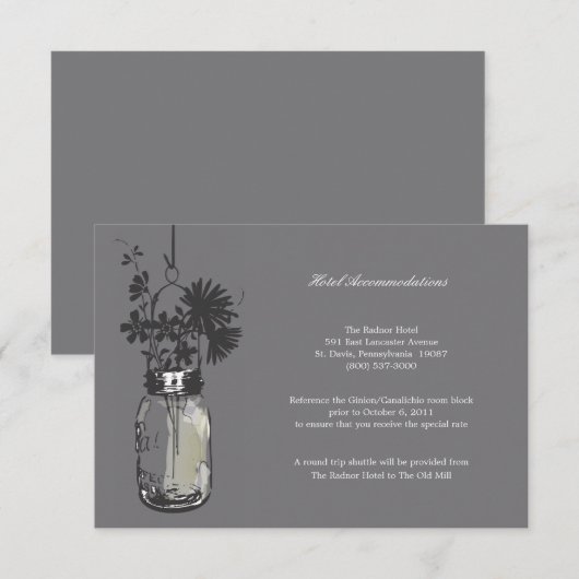 RSVP-kaart Wild Flowers & Mason Jar Kaart (Voorkant / Achterkant)