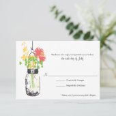 RSVP-kaart Wild Flowers & Mason Jar RSVP Kaartje (Staand voorkant)