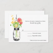 RSVP-kaart Wild Flowers & Mason Jar RSVP Kaartje (Voorkant / Achterkant)