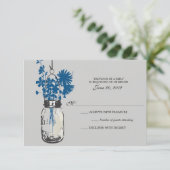 RSVP-kaart Wild Flowers & Mason Jar RSVP Kaartje (Staand voorkant)