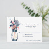 RSVP-kaart Wild Flowers & Mason Jar RSVP Kaartje (Staand voorkant)