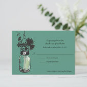 RSVP-kaart Wild Flowers & Mason Jar RSVP Kaartje (Staand voorkant)