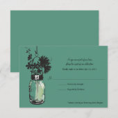 RSVP-kaart Wild Flowers & Mason Jar RSVP Kaartje (Voorkant / Achterkant)