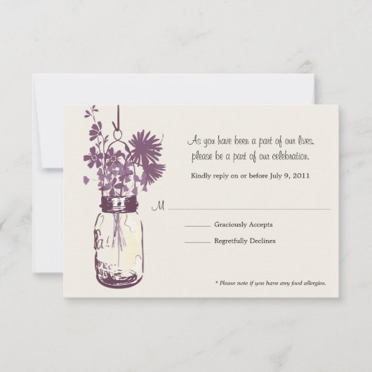 RSVP-kaart Wild Flowers & Mason Jar RSVP Kaartje (Voorkant)