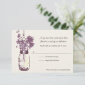 RSVP-kaart Wild Flowers & Mason Jar RSVP Kaartje (Staand voorkant)