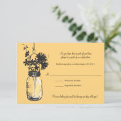 RSVP-kaart Wild Flowers & Mason Jar RSVP Kaartje (Staand voorkant)