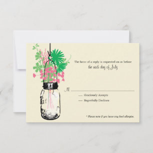 RSVP-kaart Wild Flowers & Mason Jar RSVP Kaartje