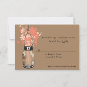 RSVP-kaart Wild Flowers & Mason Jar RSVP Kaartje