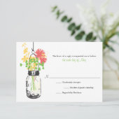 RSVP-kaart Wild Flowers & Mason Jar RSVP Kaartje (Staand voorkant)