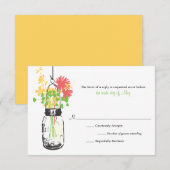 RSVP-kaart Wild Flowers & Mason Jar RSVP Kaartje (Voorkant / Achterkant)