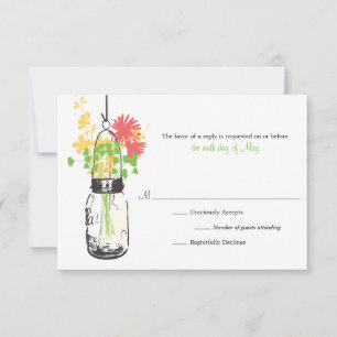 RSVP-kaart Wild Flowers & Mason Jar RSVP Kaartje