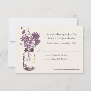 RSVP-kaart Wilde bloemen & Mason Jar RSVP Kaartje