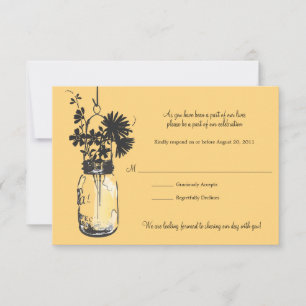 RSVP-kaart Wilde bloemen & Mason Jar RSVP Kaartje