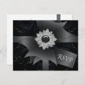 RSVP-kaart Zwart Blauw Werveltje RSVP (Voorkant / Achterkant)