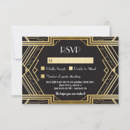 RSVP-kaarten 1920's Vintage Gatsby Trouwuitnodigin RSVP Kaartje