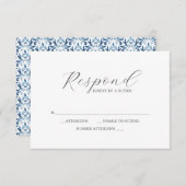 RSVP-kaarten Blauw patroon RSVP Kaartje (Voorkant / Achterkant)