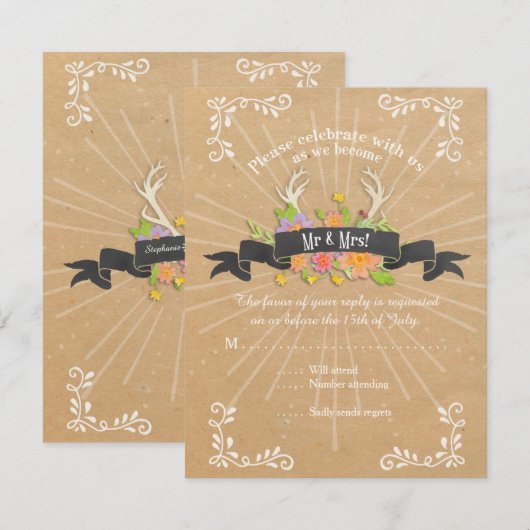 RSVP Kaarten Herten Antler Wildflower Starburst Ru (Voorkant / Achterkant)
