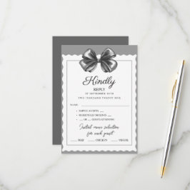 RSVP-kaarten Luxe Zwart Lint Huwelijk. RSVP Kaartje