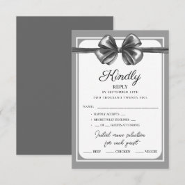 RSVP-kaarten Luxe Zwart Lint Huwelijk. RSVP Kaartje