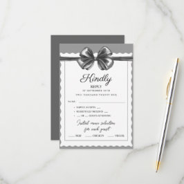 RSVP-kaarten Luxe Zwarte Strik Bruiloft. RSVP Kaartje