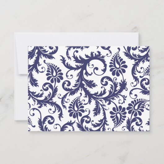 RSVP Kaarten Marine Blauw & Wit Damast (Voorkant)