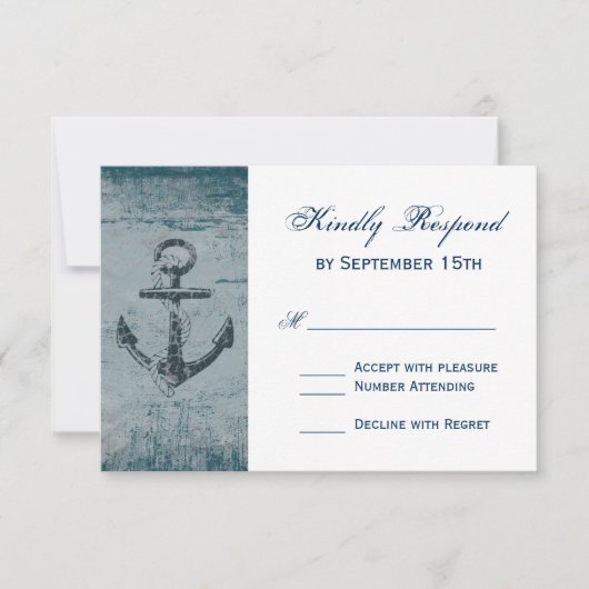 RSVP-kaarten met bijtende Nautical Anchor Wedding RSVP Kaartje (Voorkant)