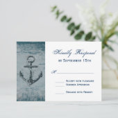 RSVP-kaarten met bijtende Nautical Anchor Wedding RSVP Kaartje (Staand voorkant)
