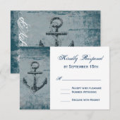RSVP-kaarten met bijtende Nautical Anchor Wedding RSVP Kaartje (Voorkant / Achterkant)